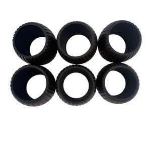 Set‎ of 6 Wooden Napkin Rings Table Dark Brown Barrel Style 70s Boho Cottage